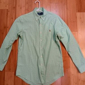 Polo Ralph Lauren Button Down Shirt Green with White Stripes